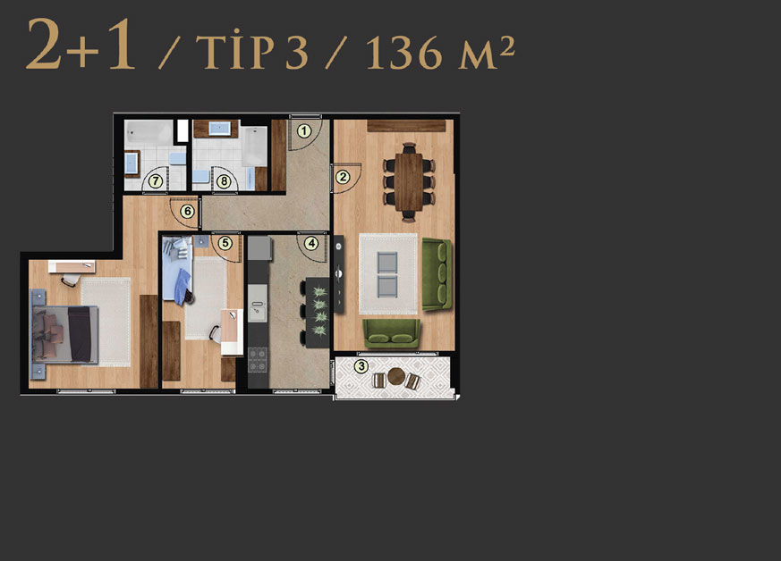 2+1 Daire Tip 3